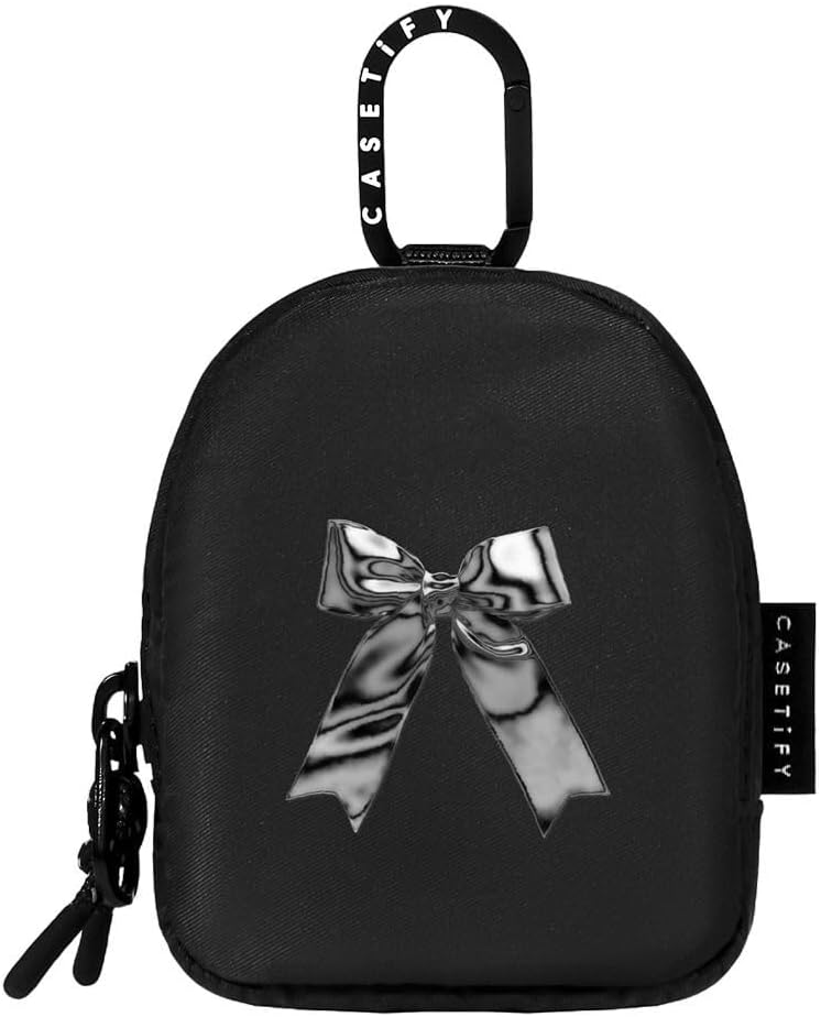 CASETiFY Earbuds Pouch - Metallic Ribbon - Black
