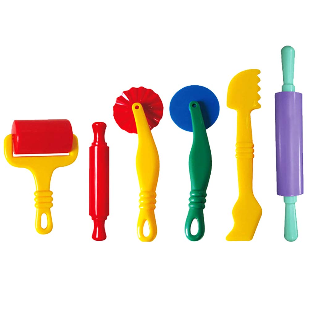 MYCreator 6 PCS Plasticine Molds, DIY Plastic Plasticine Clay Dough Cutter Tool Party Pack Children Modeling Tools Great Birthday Model Gift for Kids, Color Random