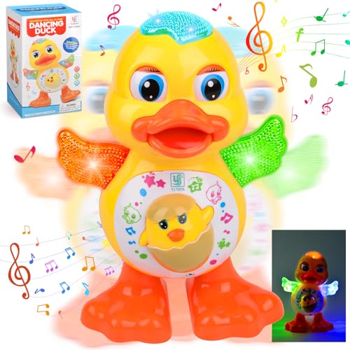 Pipihome Dancing Duck Toy, Interactive Musical Toys, Light Up Toys Crawling Duck, Sensory Toys for Babies 1 2 3 Years Old Boys Girls, Birthday Gifts for Kids Baby 6 to 12 Months