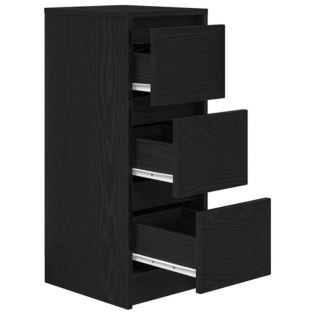 Aparador fácil de limpiar para almacenamiento de cocina y salón con placa superior fija y construcción estable en aspecto de roble negro