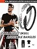 Men's Cuff Bangle Bracelet, Gothic Skull Bullet Charm Stainless Steel Bracelet Adjustable, Punk Biker Bracelets Perfect Gifts for Fathers Day Halloween #5