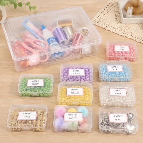 YYGMSS Lot de 30 boîtes de rangement avec couvercle pour petites pièces, perles, bijoux, articles de bricolage avec étiquettes, petit organisateur de bijoux (16, 8.5x5.5x2.5cm) – vue 7