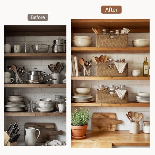 Image of StorageWorks Large Wicker Baskets for Storage, Woven Baskets for Storage