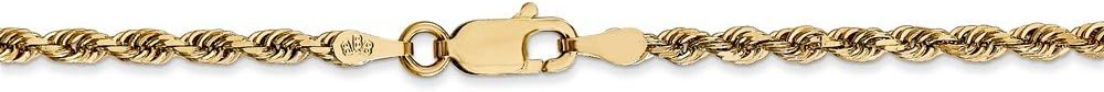 Real 14kt Yellow Gold 2.75mm Diamond Cut Quadruple Rope Chain; 9 inch; Lobster Clasp