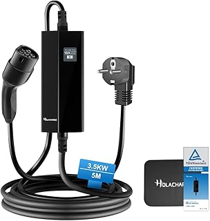 TÜV [3,68 kW 5M] Typ 2 tragbarer Wallbox Ladekabel Elektroauto schwarz EV Ladegerät mit Steuerbarer Digitalanzeige und einphasigem EU-Schuko für IEC 62196-2 und PHEV/EV