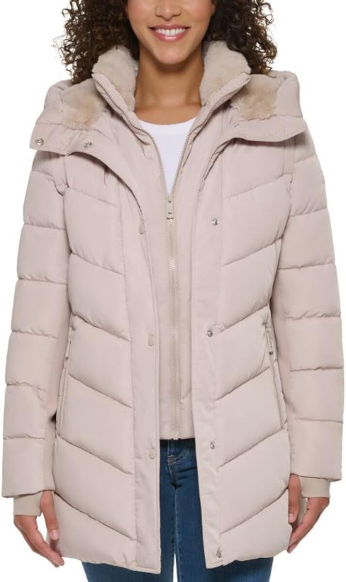 Andrew Marc Women's Mixed Media Hooded Puffer Jacket - Image 2