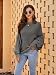 Fessceruna Damen Pullover Oversize Fledermausärmel Sweater Dunkelgrau XL