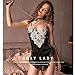 FASXIR Lace Sexy Bodysuit Satin Nightwear Nightdress Erotic Chemise Nightgown lingerie Set for Women (Large) Black