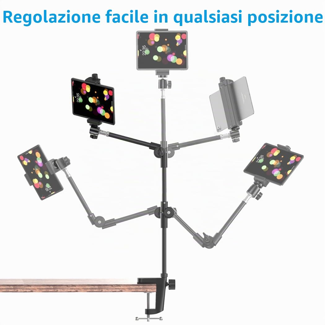 KDD Supporto Webcam Braccio e Camera da Tavolo con 22 Pollici Pieghevole Flessibile a Collo d'oca Morsetto per Cellulare Telefono Supporto per Proiettore per Webcam Full HD 1080p Webcam-10