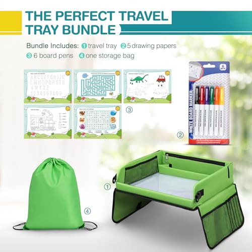 lenbest Kinder Reisetisch Kindersitz Spiel - Lernspielzeug für den Innenbereich mit 1 Transparenter Zeichnungsfilm | 5 Zeichenpapier | 6 Farbstifte - Zeichenbrett Geschenk für zu Hause Schule Reise