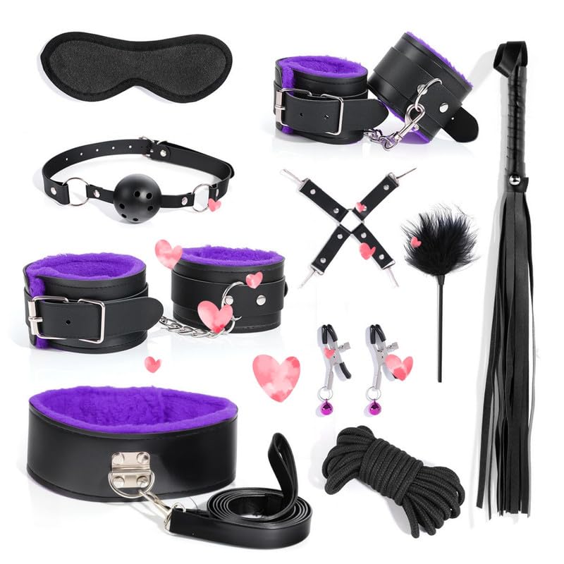 Couple gift set deportivo de 10 piezas de cuero liso morado para regalar en pareja