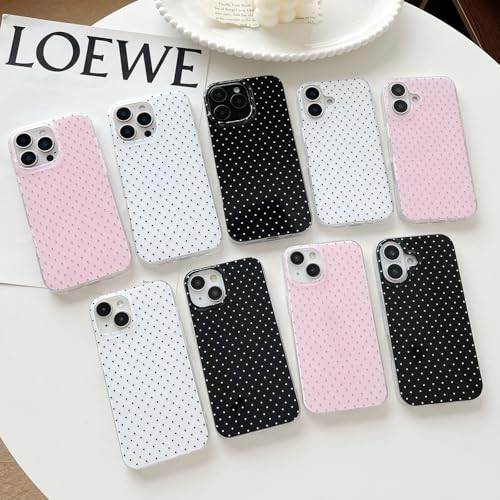 CHEDEMK for iPhone 16 Case Cute Aesthetic Polka Dot Phone Case, Black by CHEDEMK - Used condition - Image 2