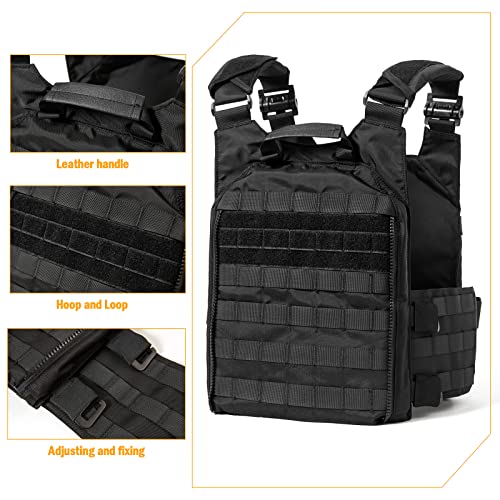 Mt Military Modular Assault Vest Breathable Adjustable Quick Release Army Vest For Adult- Black #TOP2
