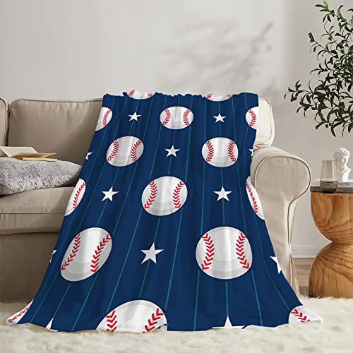 Sports Baseball Blanket For Boys Super Soft Warm Cozy Blue Baseball Softball Throw Blanket Plush Fleece Kids Blanket Gifts For Bed Decor Baseball Fans 40"X50" #TOP2