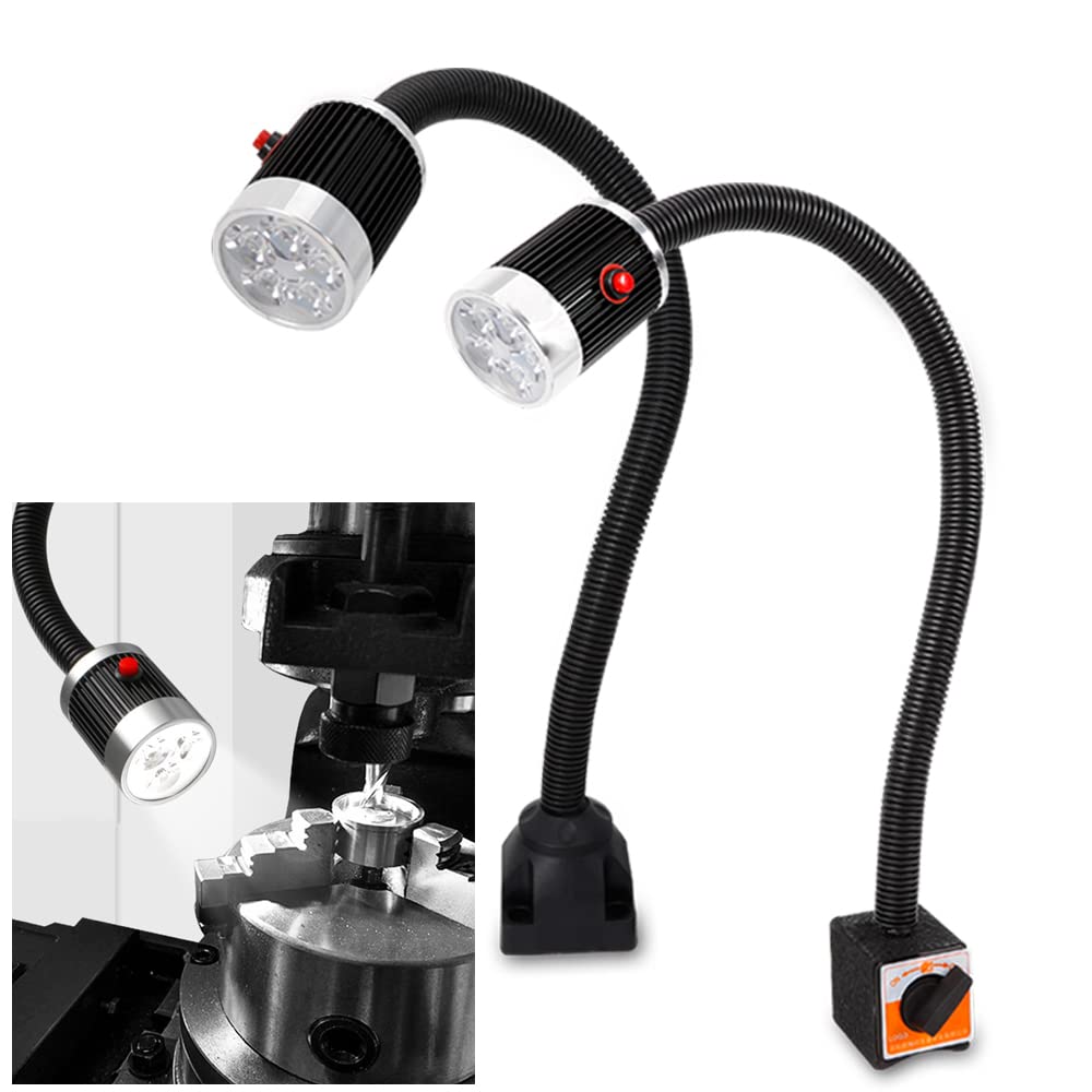 Zacisk typu C, elastyczna szyja, 900 lumenów, światło robocze LED, do tokarki, frezarki CNC, maszyny do szycia, oświetlenie przemysłowe, narzędzia, lampa maszynowa, czarna (stała podstawa)