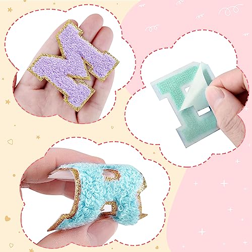 Morcheiong 52Pcs Self Adhesive Chenille Letter Patches A-Z, Chenille Letters for Clothing, Fabric, Shoes, Bags (Multicolor) by Morcheiong - Image 3