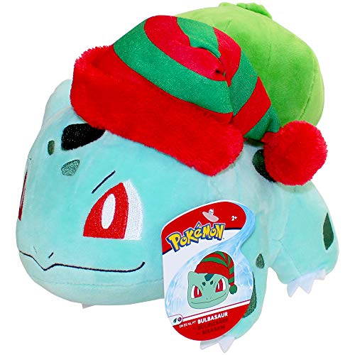 Pokemon Bulbasaur Holiday Seasonal Plush, 8 Plush Toy, Includes Santa Hat Accessory- Super Soft, Authentic Details- Perfect for Playing, Displaying, Cuddling & Gifting- Gotta Catch â€˜Em All, Blue