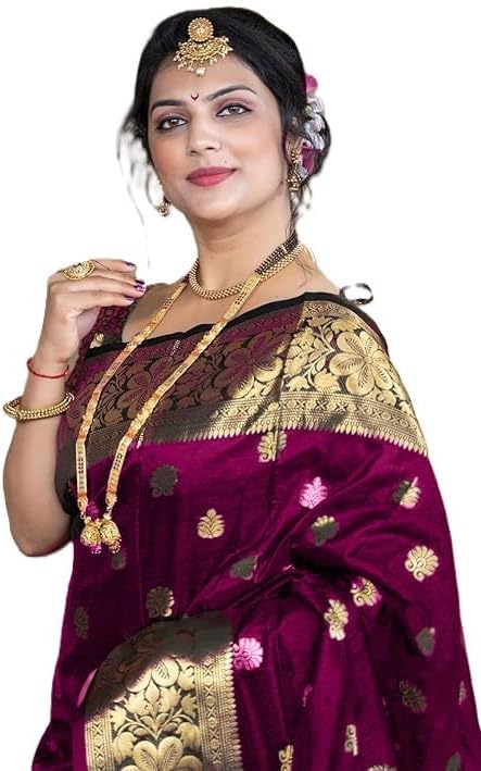 Women's Pure Soft Silk Saree With Blouse Piece For Wedding