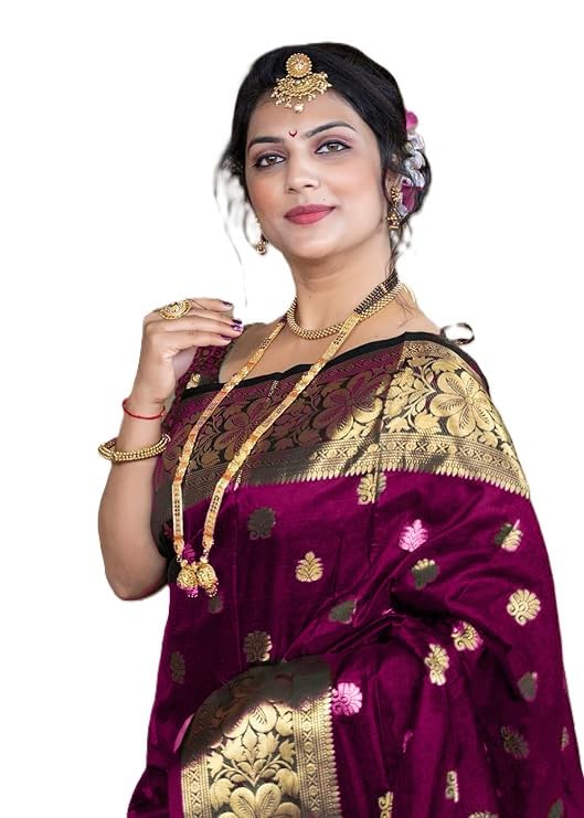 Women's Pure Soft Kanjivaram Silk Saree For Wedding Banarasi Style Sari With Blouse Piece (Vruksh-50)