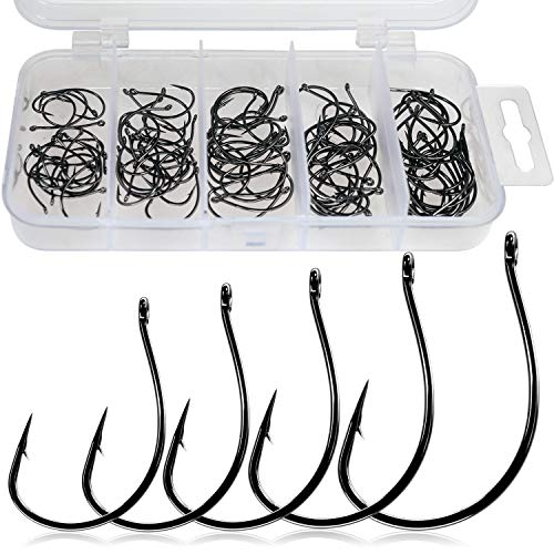 THKFISH-50PCS100PCS-Angelhaken-Kohlenstoffstahl-Offset-Haken-Fishing-Hooks-Wurmhaken-Fisch-Wallerangeln-Dropshot-Hooks-321-10-20
