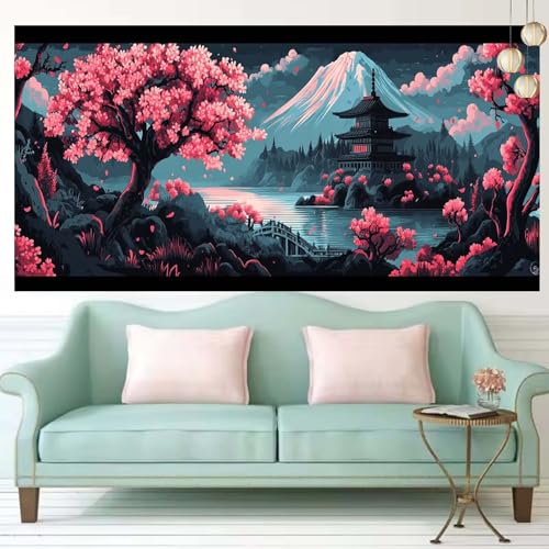 Broderie Diamant Paysage Japon pour Décoration Salon XXL et Détente Adultes