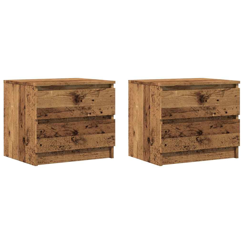 Mesitas de noche 2 piezas de estilo industrial de material a base de madera, 50 x 40 x 43,5 cm, proporcionan mucho espacio de almacenamiento y facilidad de limpieza, perfectas como mesa auxiliar