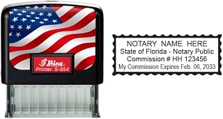Florida Notary Stamp | Shiny S-854 Self Inking Stamp (Flag Faceplate)