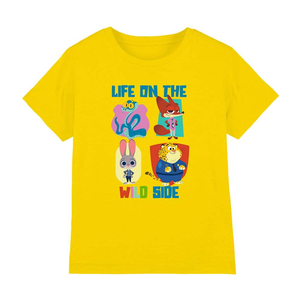 Disney Boys Yellow Zootopia 2 Life On The Wild Side Kids T-Shirt Yel in Size 3 - 4 Years, Sports Direct