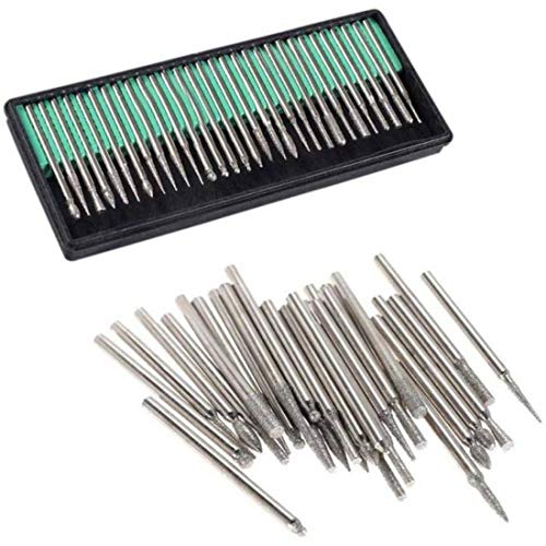 Image of DIY Crafts 30 Pieces Rotary Tool Bits - Diamond Tipped Deburring and Engraving Set - For a Range of Surfaces in a Variety of Sizes (Shape No # 4, Diamond Burr)