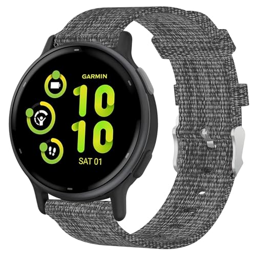 Bracelet anti-transpiration 20mm en nylon tissé pour Garmin Forerunner 245 et S42