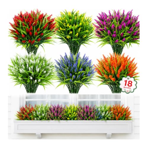 Flores artificiales de lavanda CECOMBINE resistentes a la intemperie exteriores 2