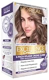 L'Oréal Paris Permanente Haarfarbe mit ultra kühlem Farbergebnis, 100% Grauhaarabdeckung, Set mit Coloration, Shampoo und Pflegecreme, Excellence Cool Creme, Nr. 7.11 Ultra kühles Mittelblond (Blond)
