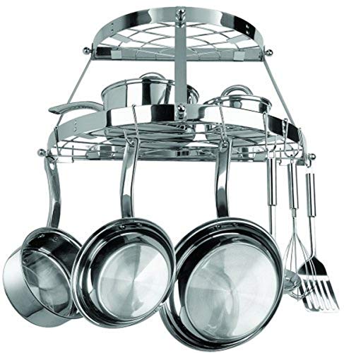 Range Kleen 2 Shelf Wall Mount Pot Rack, Stainless Steel