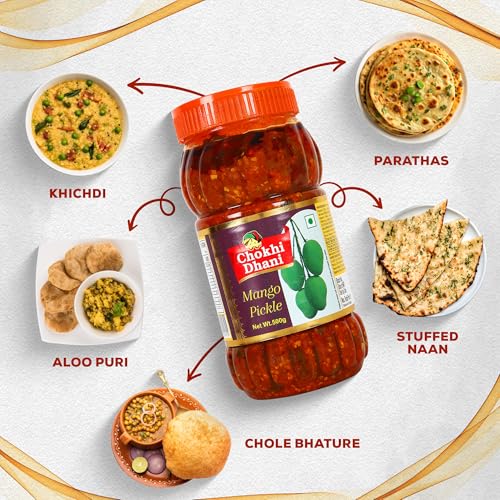 Image of Chokhi Dhani Mango Pickle 500g | Aam Ka Achar | Spicy & Tangy Rajasthani Style | No Artificial Colours | Traditional Homemade Taste | Veg