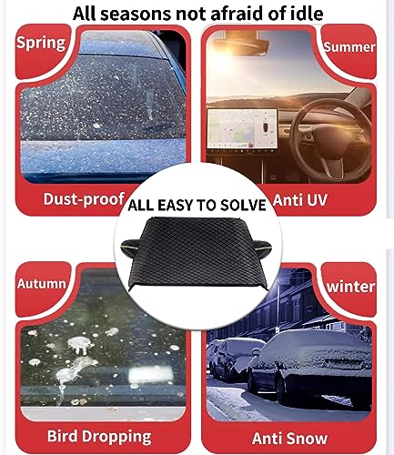 Image of Custom fit for Tesla Windshield Snow Covers, 8 Layers WAaterproof Windproof Protection, Frost Defense, Ice, Sun, Snow, Designed for Tesla Accessories (for Tesla Model S)