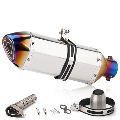 Willthinleye スリップオンマフラー バイクサイレンサー 汎用 38mm 50.8mm ステンレス マフラー オートバイ排気管 エキゾースト マフラー 排気パイプ 全長 37CM (焼けた色)
