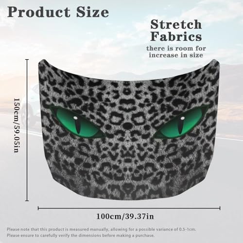 Image of Green Eyes Leopard Print Car Hood Cover Stretch Polyester Car Hood Waterproof Cover All Weather Universal Car Hood Protective Accessories for SUV Sedan Truck Pickup