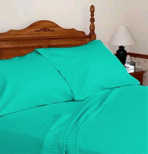 Egyptian Quality 100% Cotton 800 Thread Count 1 PC Fitted/Bottom Sheet Fit Upto 20" inches Extra Deep Pocket Stripe (Twin XL-Peach).