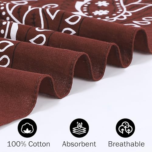 Image of Mochabao 100% Cotton 27 inch x 27 inch Large Bandanas for Men & Women, Multi-Purpose Bandana Headbands, Square Head Scarf
