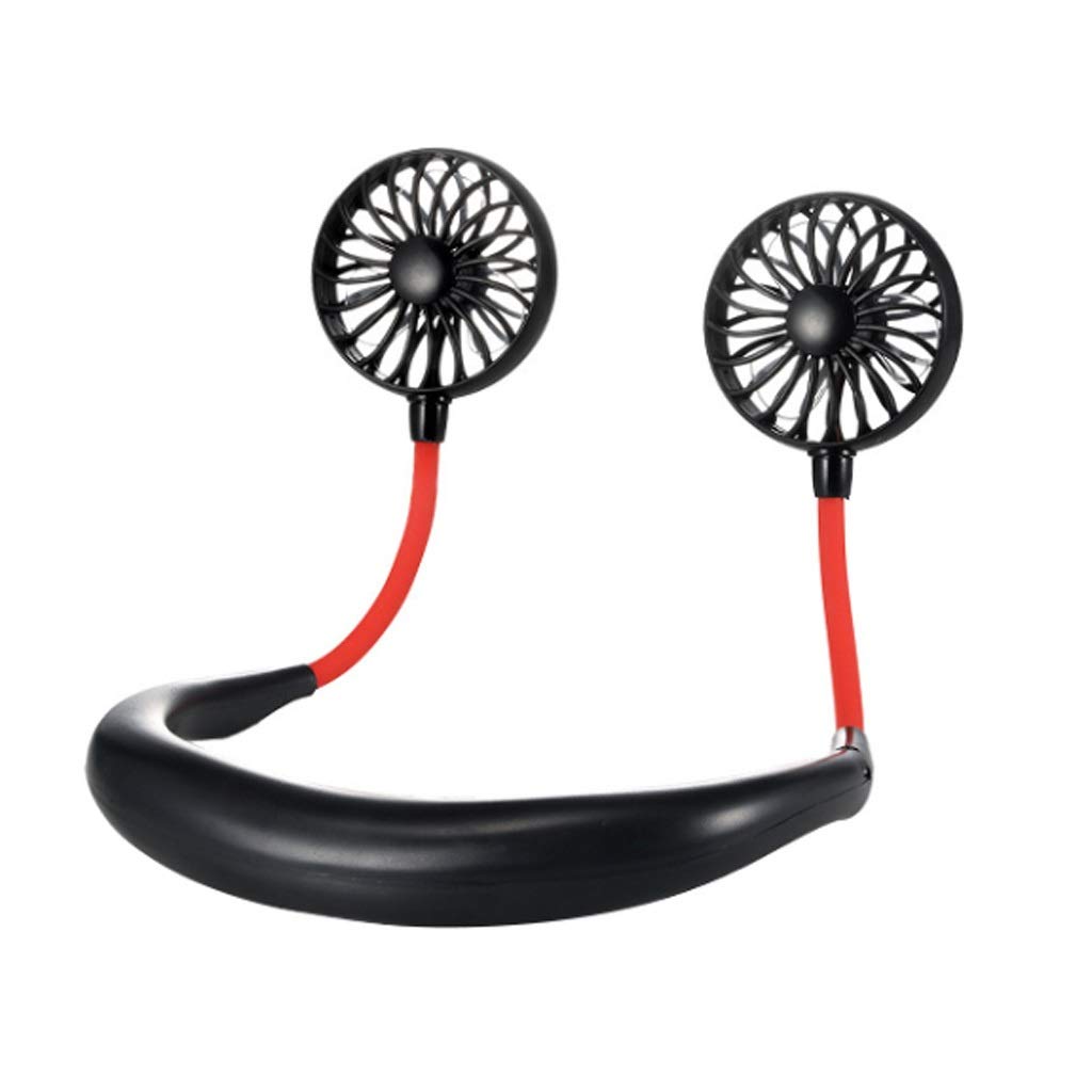 Summer Feng Shui, Ventilatore Portatile DHF, Ventilatore USB, Ventilatore Manuale, Ventilatore Appeso al Collo Mini Piccolo Portatile Ricaricabile Dormitorio Pigro per Studenti Ufficio Muto/Nero