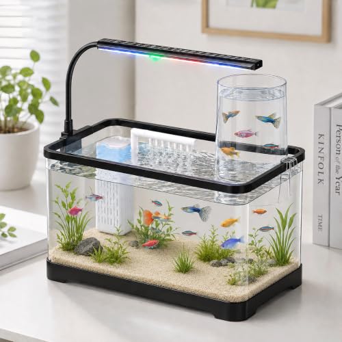 3 Gallon Betta Fish Tank Starter Kit - Negative Pressure Acrylic Aquarium