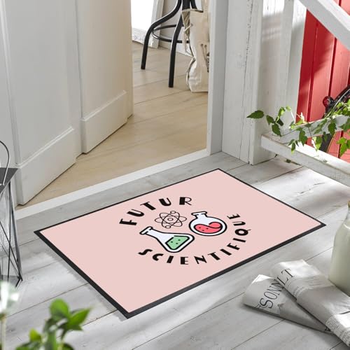 Paillasson Rose Tapis d'Entrée Thème Sciences 60x40cm