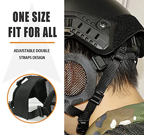 image for AOUTACC Airsoft Protective Gear Set, Half Face Mesh Mask with Ear Prot