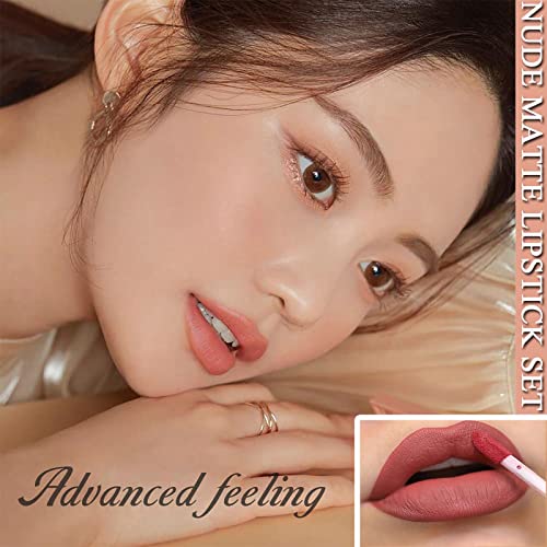 3Pcs Velvet Matte Liquid Lipstick, Smooth Lip Gloss Stain Makeup Cosmetics Set For Women, 3 Colors Lip Glaze Long Lasting Waterproof Non-Stick Cup (Set-A) #TOP4