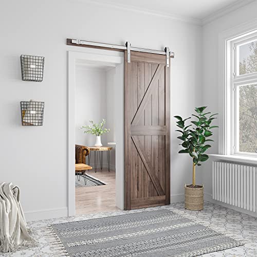 SMARTSTANDARD 5 Feet Brushed Nickel Barn Hardware Kit, Fit 30" W Door by SMARTSTANDARD - Used condition - Image 3