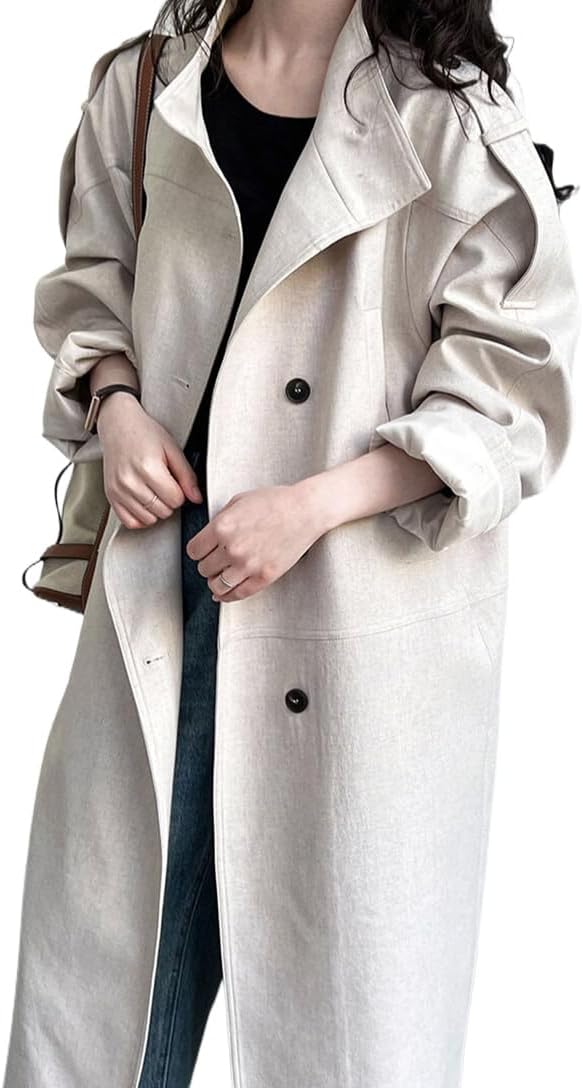 [青欣] トレンチコート レディース ロングコート 大きいサイズ スプリングコート おしゃれ カジュアル 体型カバー 防寒 通勤 可