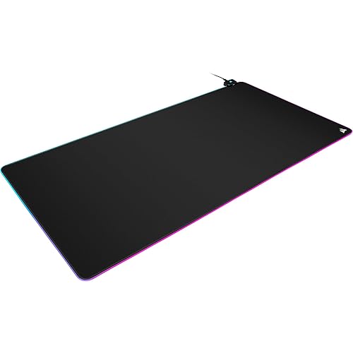 Corsair MM700 RGB Extended 3XL Cloth Gaming Mouse Pad/Desk Mat - Massive 1,220mm x 610mm (48” x 24”) Cloth Surface, 360° Three-Zone RGB Lighting, Two USB Ports - Black - 24L x 48W inches