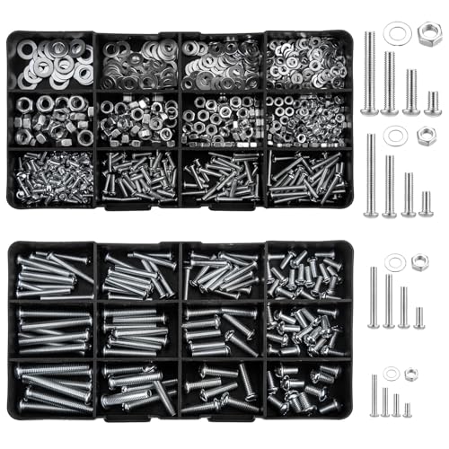 948 Pcs M3 M4 M5 M6 Screws Nuts and Bolts Assortment Kit, Phillips Round Head Machine Screws Assortment Kit, Cross Pan Head Bolts and Nuts and Washers Kit, Screws and Nuts Bolts Washers Set