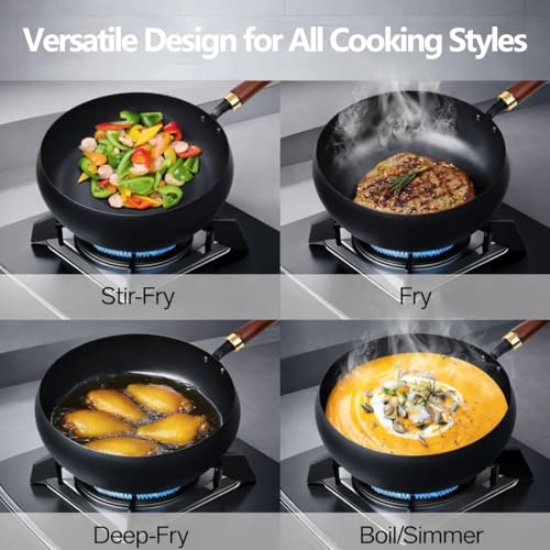 Wok japonés de hierro fundido con tapa y espátula miniatura 6