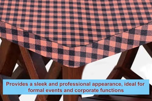 Image of The Furnishing Tree Elastic Rectangular Center Tpoy Table Cover WxL 24x60 in Inches Polyester Checkered Pattern Beige
